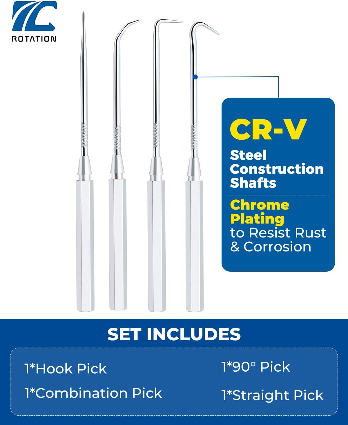 4pc hook and pick set (hex handle)