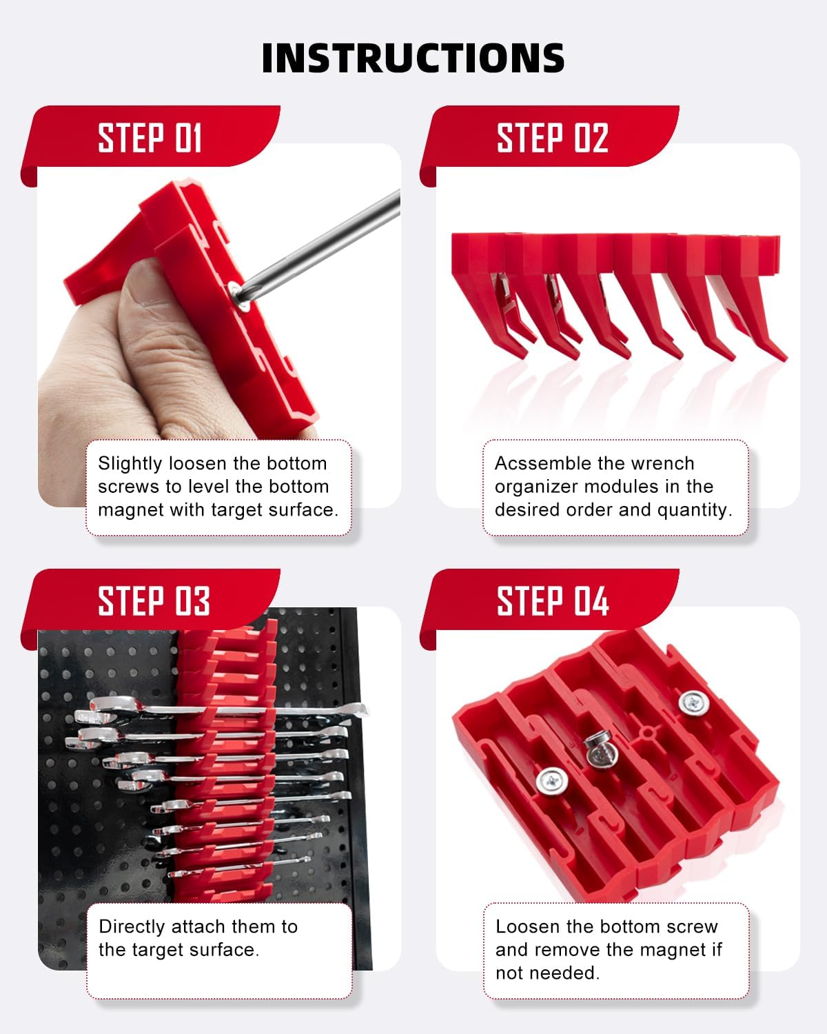 42pcs Modular Wrench Organizer (Red)