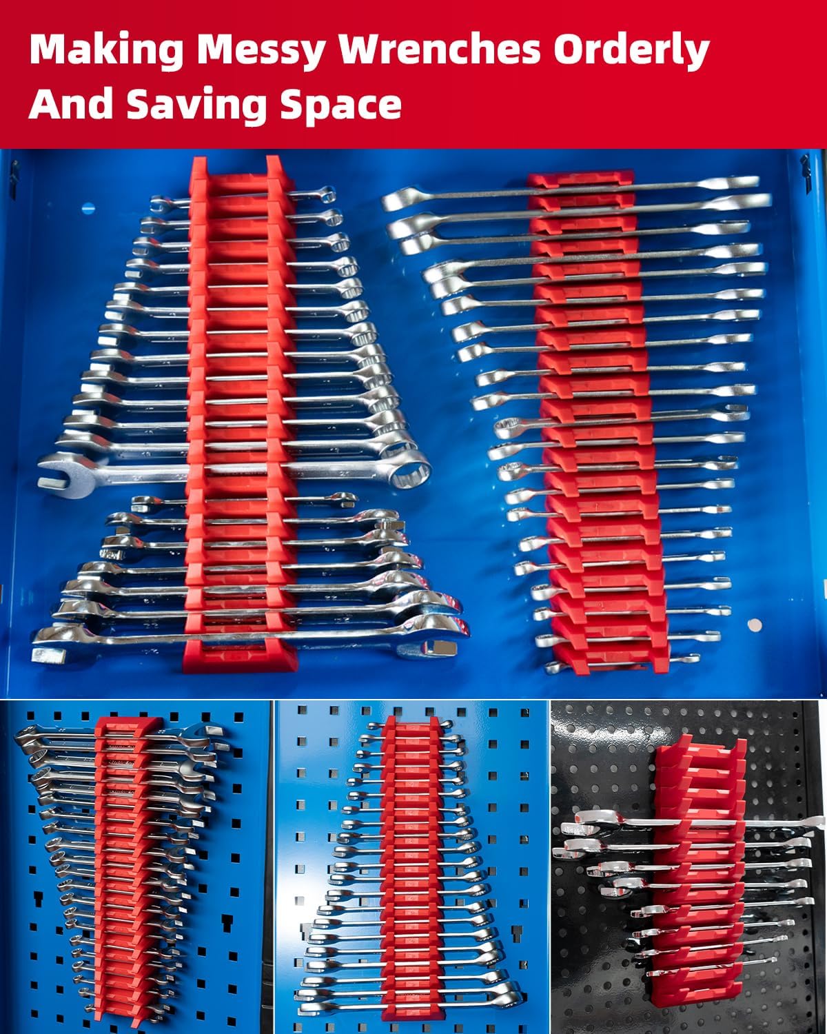 42pcs Modular Wrench Organizer (Red)