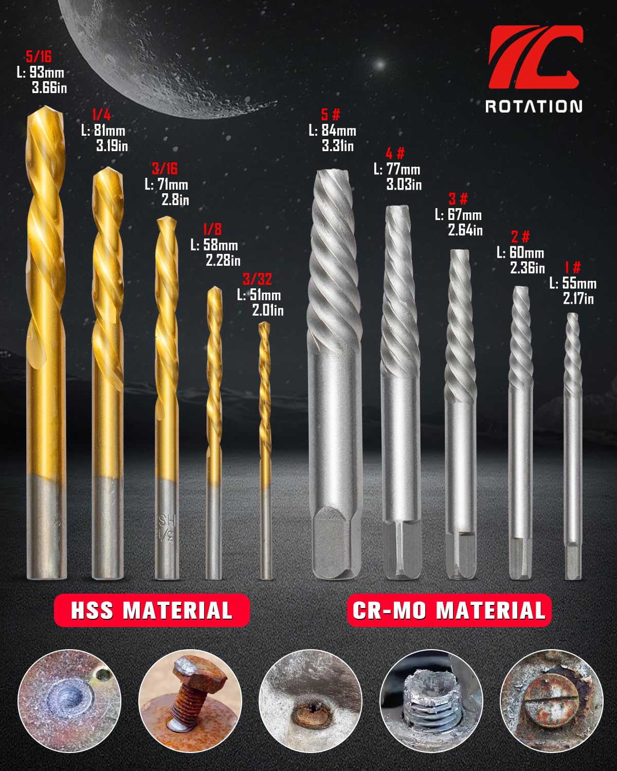 10pc Screw Extractor and Left Hand Drill Bits Set