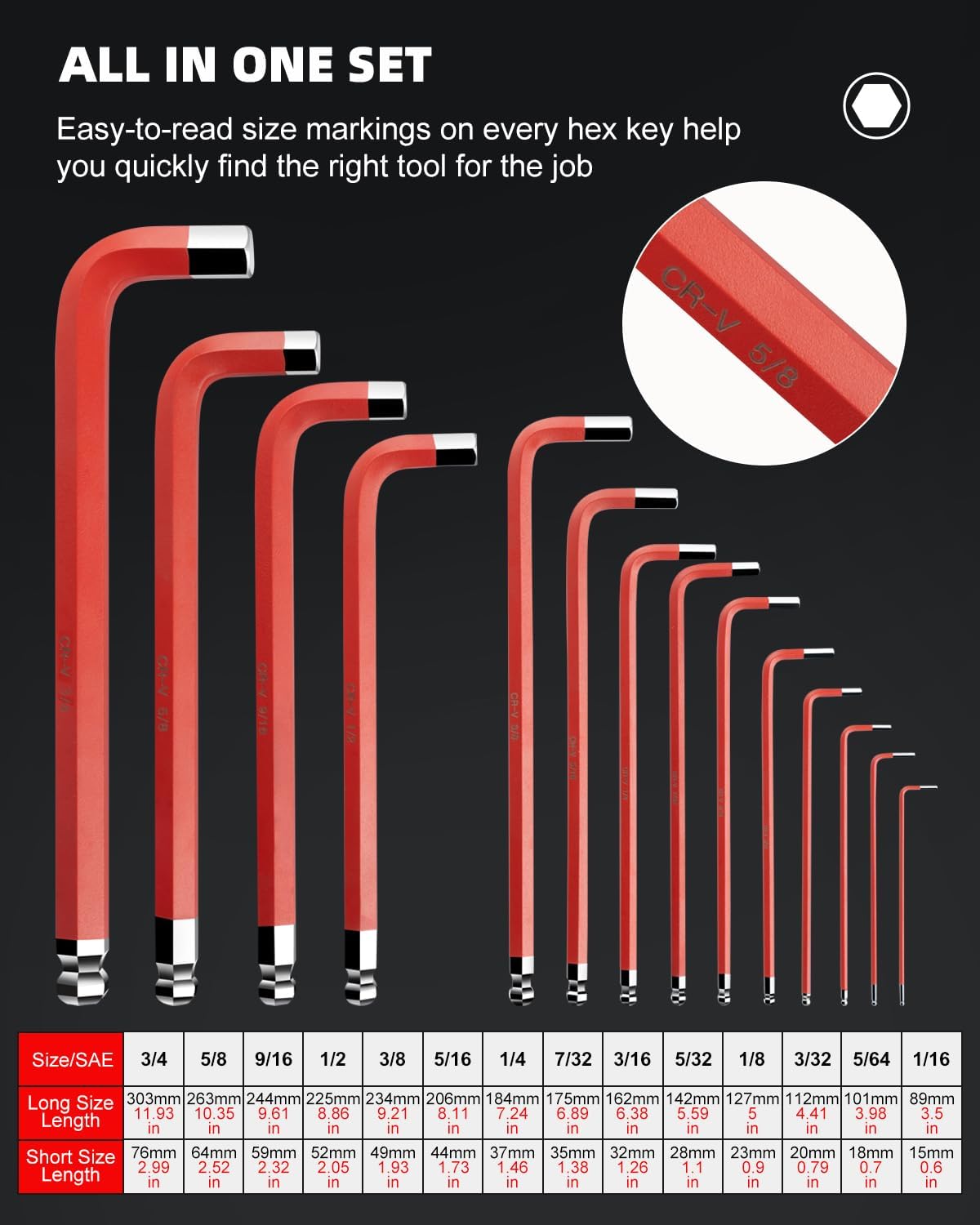 14pc Jumbo Hex Key Set (SAE)