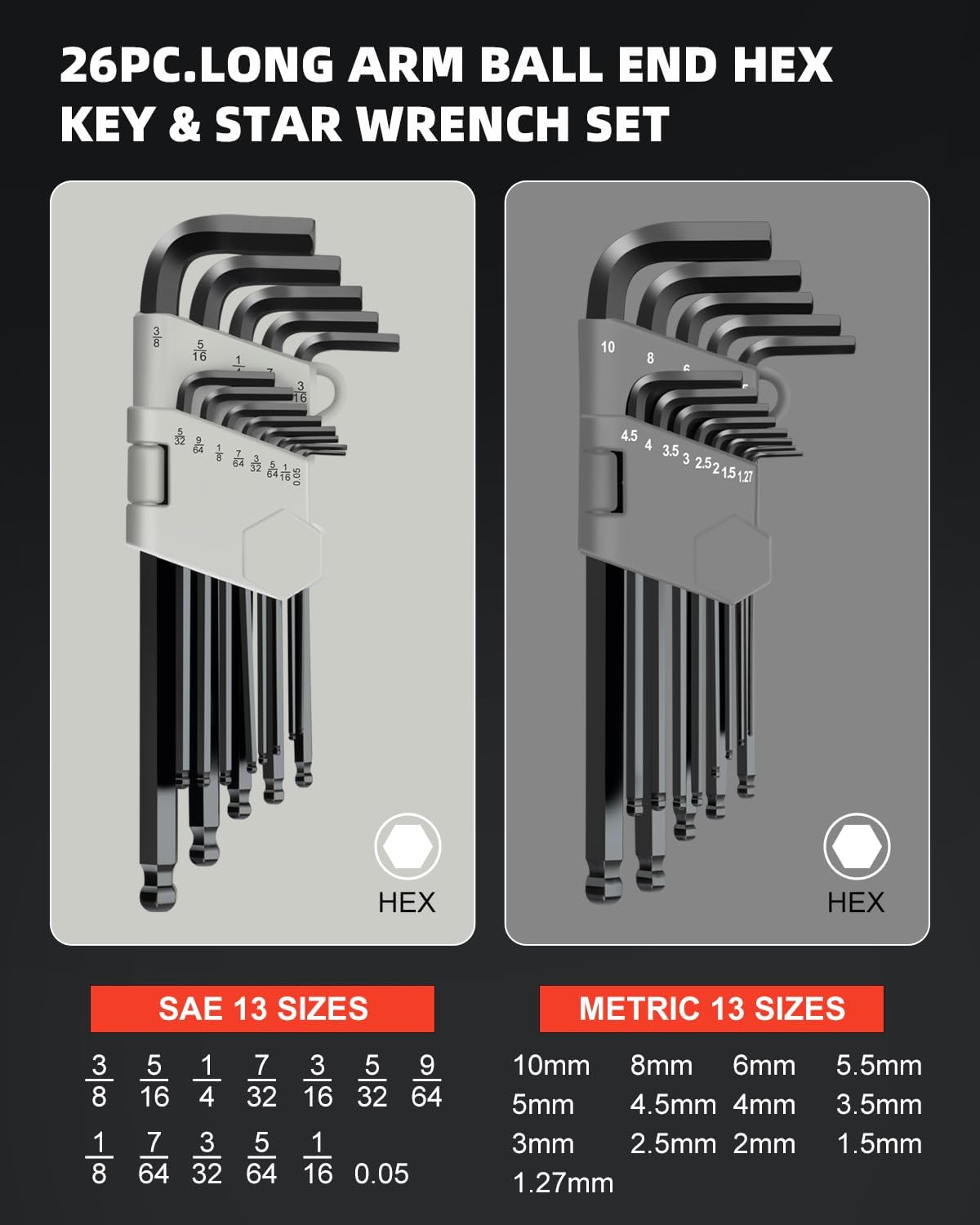 35pc Basic Hex Key Set