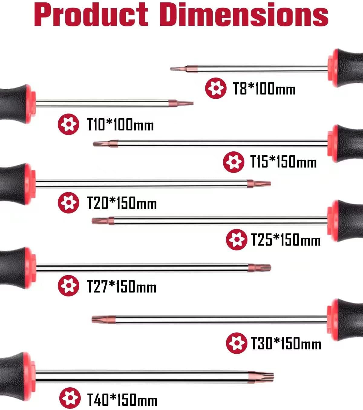 8pc torx screwdriver set (red tips)