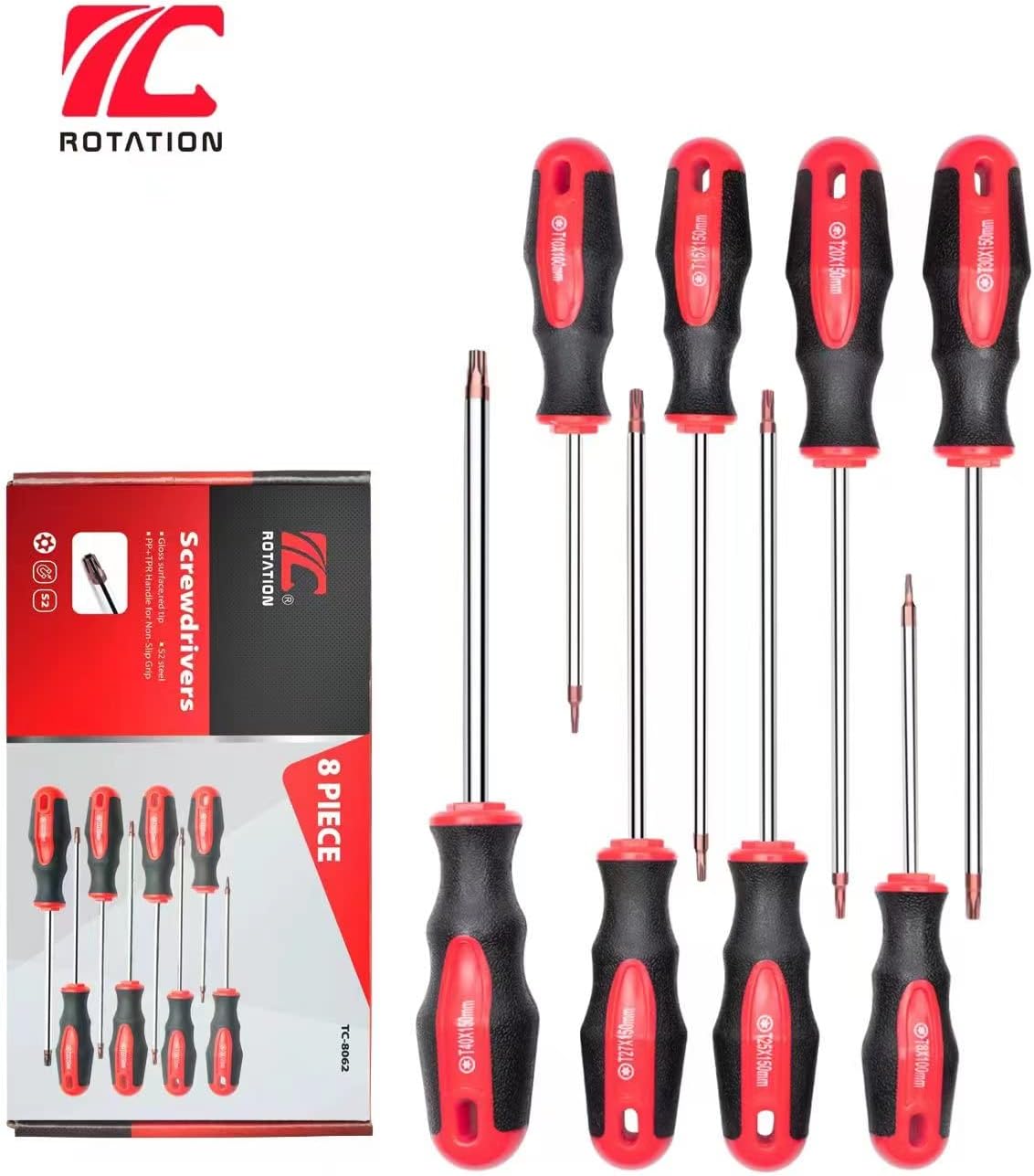 8pc torx screwdriver set (red tips)